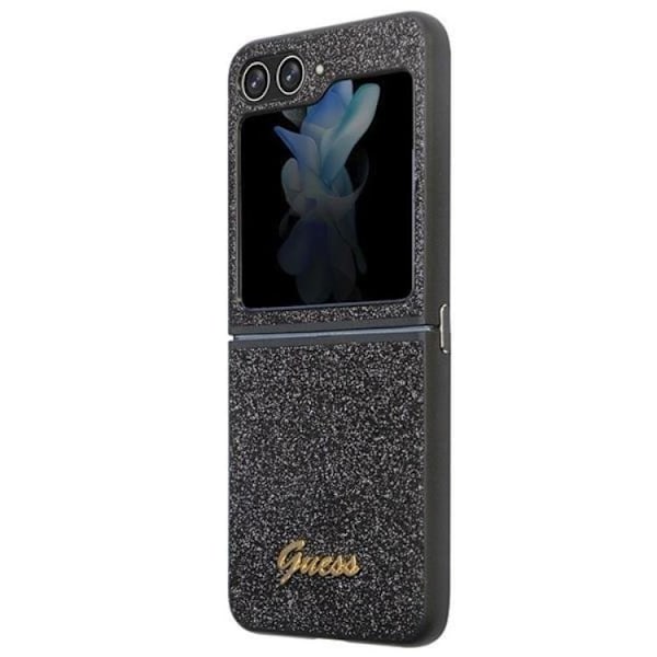 Guess Galaxy Z Flip 5 Mobilskal Glitter Script - Svart Svart