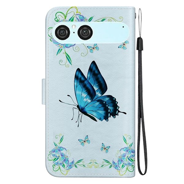 Sony Xperia 10 VII Konstläder Plånboksfodral Pattern Printing - Butterfly Blå