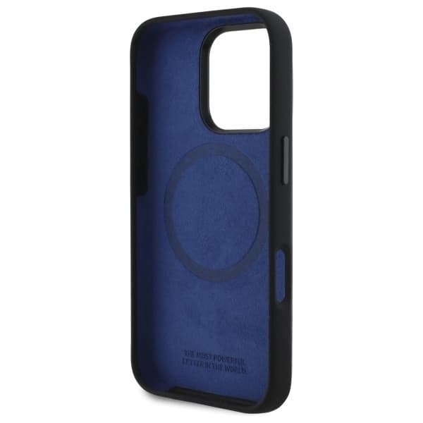 BMW Mobilskal till iPhone 16 Pro MagSafe Silikon Hexagon Blå Line Svart