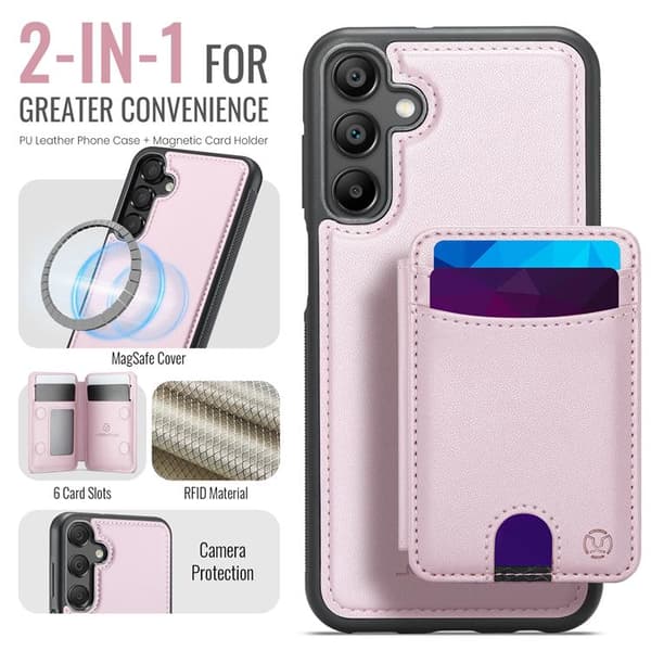 JEEHOOD Samsung Galaxy A16 4G/5G Mobilskal Konstläder - Rosa Rosa