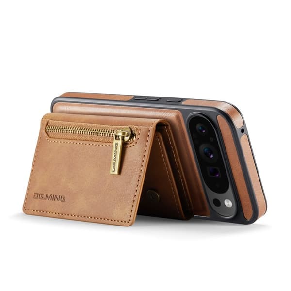DG.MING M5 Series Google Pixel 9 Pro XL Plånboksfodral Konstläder Brun