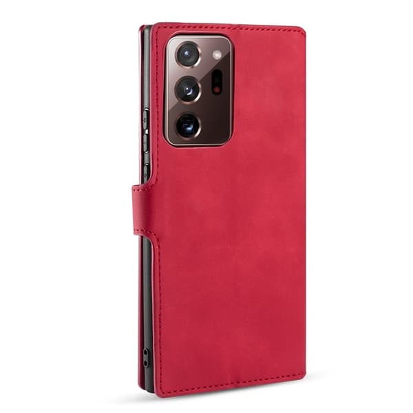 DG.MING Retro KonstläderPlånboksfodral Samsung Galaxy Note20 Ultra Röd