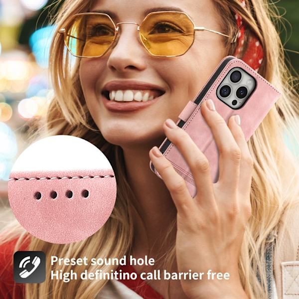 DIERFENG DF-03 iPhone 16 Pro Plånboksfodral Konstläder - Rosa
