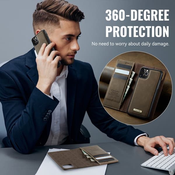 CASEME C49 Mobilskal till iPhone 11 Pro Max MagSafe RFID Läder Kaffe