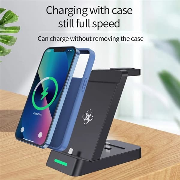 3in1 Trådlös Laddare iPhone Apple Watch Airpods B20 - Vit Vit