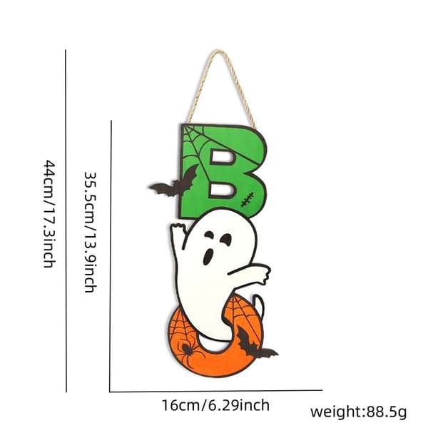 Halloween Hängande Pumpa Fladdermus Spöke Trä - BOO Ghost Bat