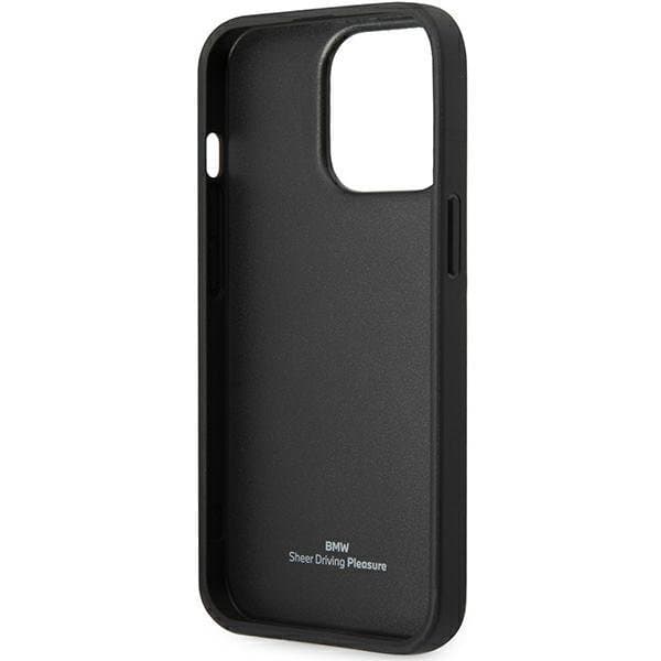BMW iPhone 14 Pro Mobilskal Läder Blue Dots - Musta Black