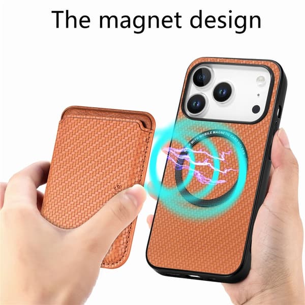Mobilskal till iPhone 17 Pro Detachable Korthållare - Brun Brun