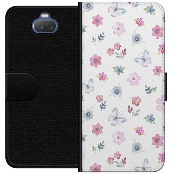 Sony Xperia 10 Pung Taske med Blomster og Sommerfugle