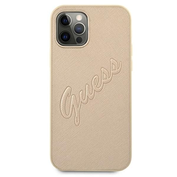 Guess iPhone 12 Pro Max Skal Saffiano Vintage - Guld Gul