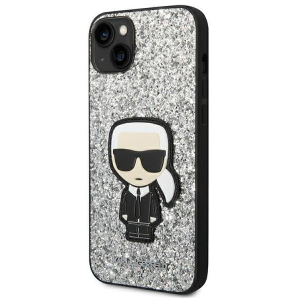 Karl Lagerfeld iPhone 14 Plus -kuori Glitter Flakes Ikonik - hopea