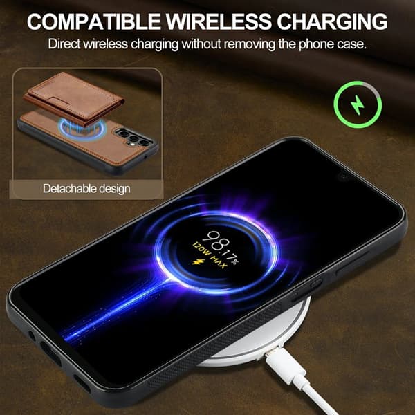 LC.IMEEKE Mobilskal för Samsung Galaxy S26 Plus Magnetiskt Konstläder - Brun