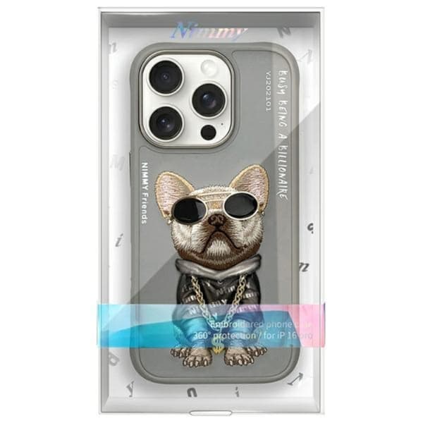 Nimmy Mobilskal till iPhone 16 Pro Max Glasses Cool Dog - Grå Grå