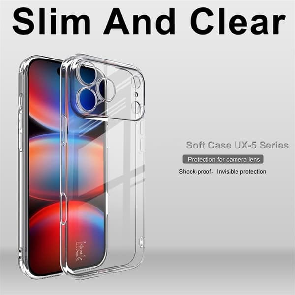 IMAK Mobilskal till iPhone 17 Pro Shockproof TPU UX-5 - Clear Transparent