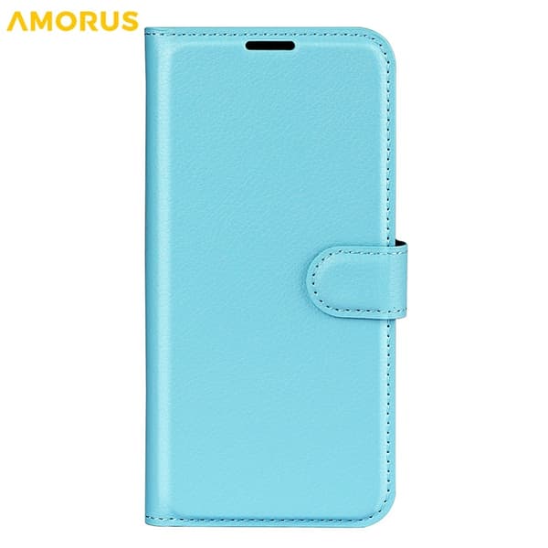 AMORUS iPhone Air Konstläder Plånboksfodral Flipstativ Litchi - Blå Blå