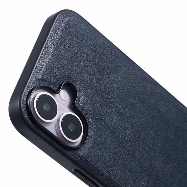 X-LEVEL Bojue-3 Mobilskal till iPhone 16 Anti-Scratch Läder Blå