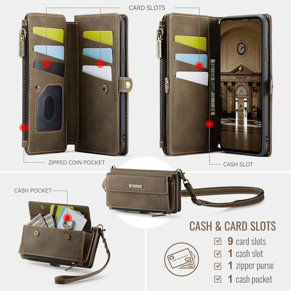 CASEME iPhone 11 Plånboksfodral RFID-Skydd Konstläderbrun
