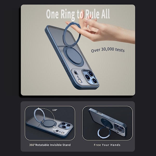 Mobilskal till iPhone 17 Pro Max MagSafe TPU+PC Kickstand - Blå Blå