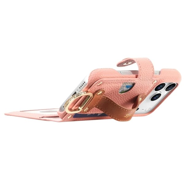iPhone 17 Pro Max Konstläder Plånboksfodral RFID-Skydd Zipper - Rosa Rosa