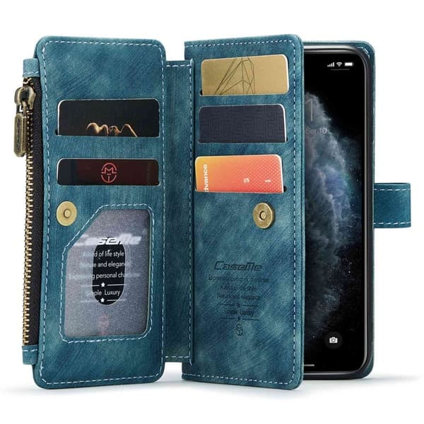 CASEME C30 Plånboksfodral för iPhone 11 Pro med Rem - Blå Konstläder