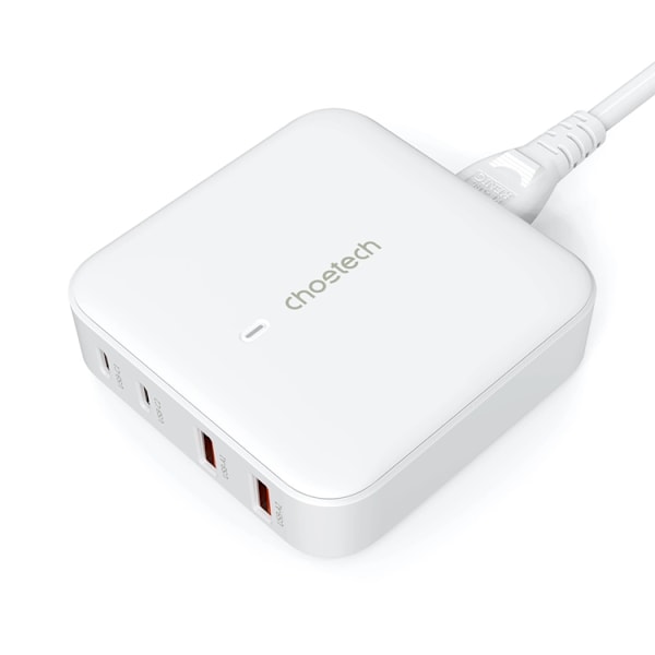 Choetech GaN Snabbladdare 100W 2xUSB-A 2xUSB-C - Vit