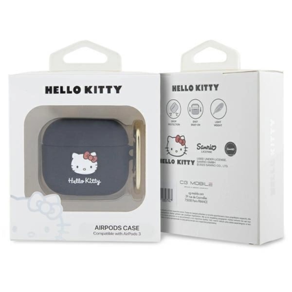Hello Kitty AirPods 3 Skal Silikon 3D Kitty Head - Svart