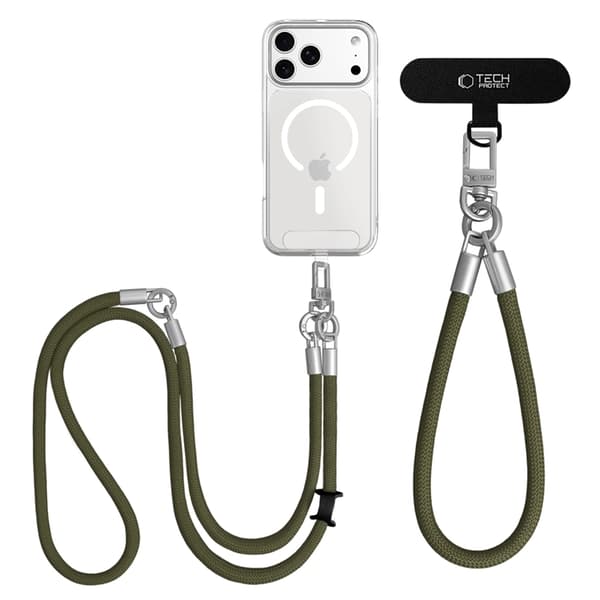 Tech-Protect Mobilrem Crossbody Och Wrist C10S - Olive Grön/Titanium Grön