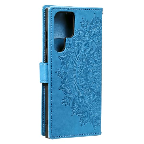 Galaxy S26 Ultra Plånboksfodral Imprinted Totem Konstläder - Blå Blå