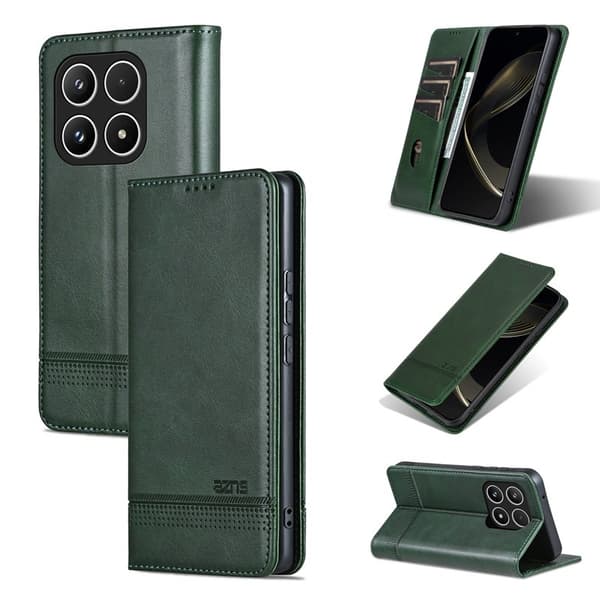 AZNS Xiaomi 17 Plånboksfodral Konstläder - Grön
