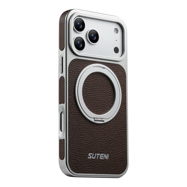 SUTENI Mobilskal till iPhone 17 Pro MagSafe Kickstand Electroplating G6 Brun
