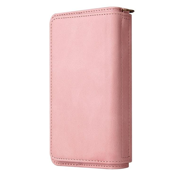 iPhone 14 Plus Plånboksfodral KT Zipper - Rosa Rosa