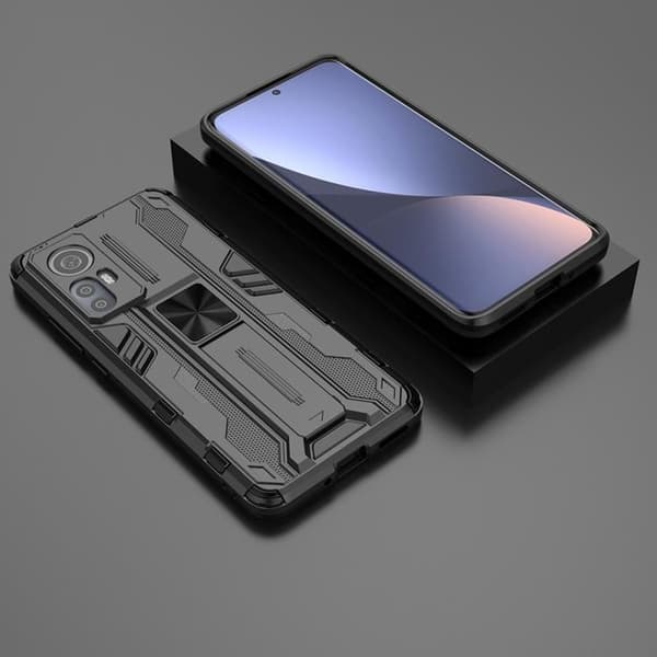 Kickstand Shockproof Skal Xiaomi 12 Pro - Musta Black