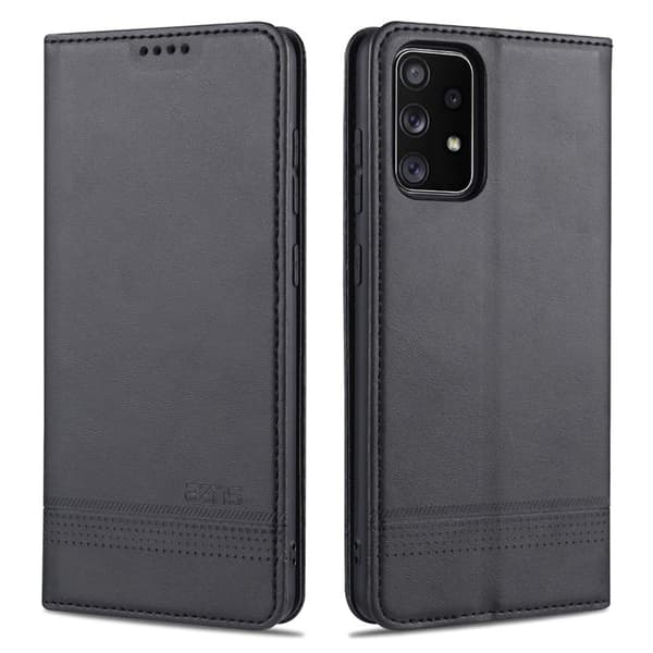AZNS Samsung Galaxy A72 Plånboksfodral Konstläder - Svart