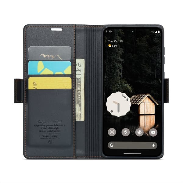 CASEME Plånboksfodral Konstläder för Google Pixel 9 Pro XL - Svart