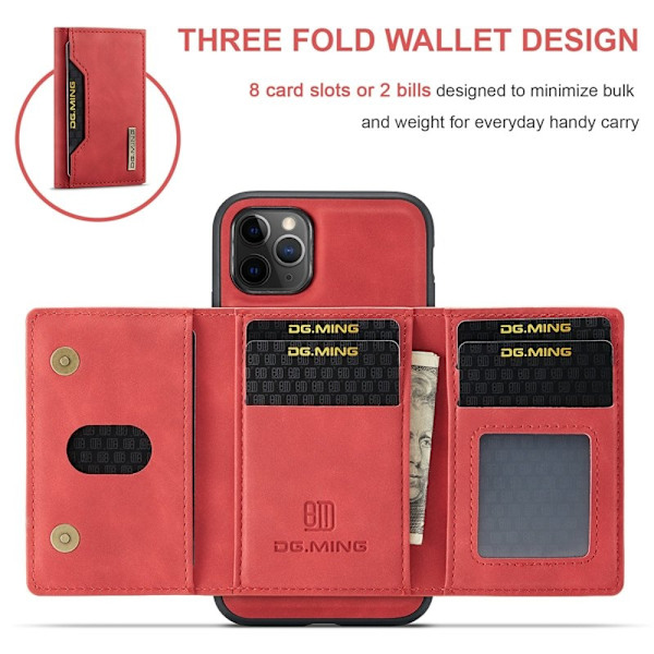 DG.MING M2 Series Anti-Fall Plånboksfodral för iPhone 11 Pro - Röd