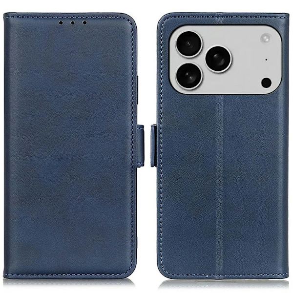 iPhone 17 Pro Max Plånboksfodral Konstläder Texture - Blå Blå