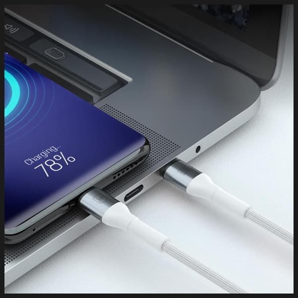 3MK USB-C til USB-C 60W Kabel 20V/3A 1m N-SERIE Hyper - Hvid Vit