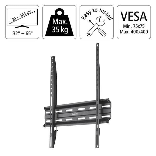 HAMA Vægmontering Fast VESA op til 400x400 65" Sort