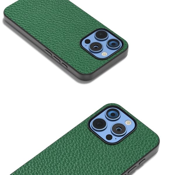 ABEEL Mobilskal till iPhone 16 Pro TPU + Äkta Läder Skydd - Grön