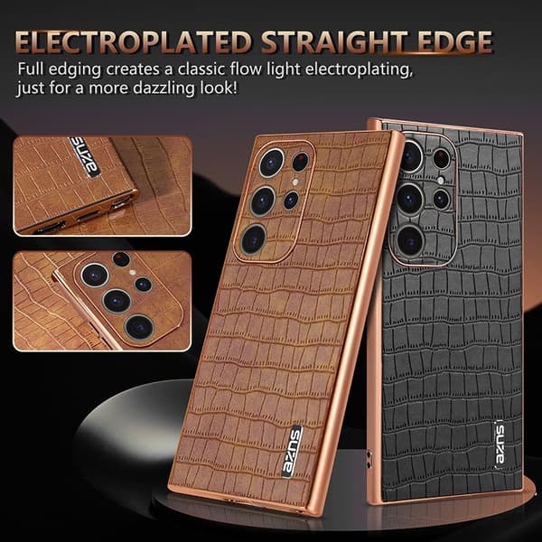 AZNS Samsung Galaxy S23 Ultra Plånboksfodral Konstläder - Brun