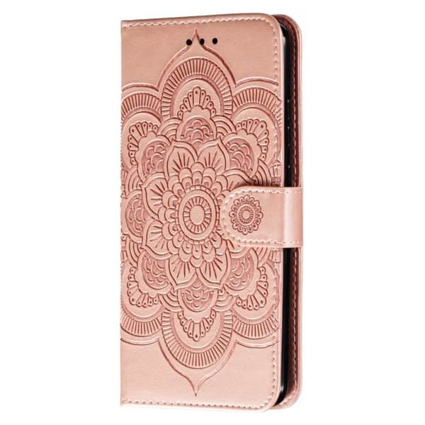 Samsung Galaxy S26 Plånboksfodral Konstläder Mandala Mönster - Roséguld
