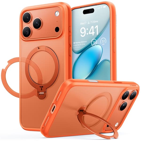 TORRAS Mobilskal till iPhone 17 Pro Max MagSafe Rotating Kickstand - Orange Orange