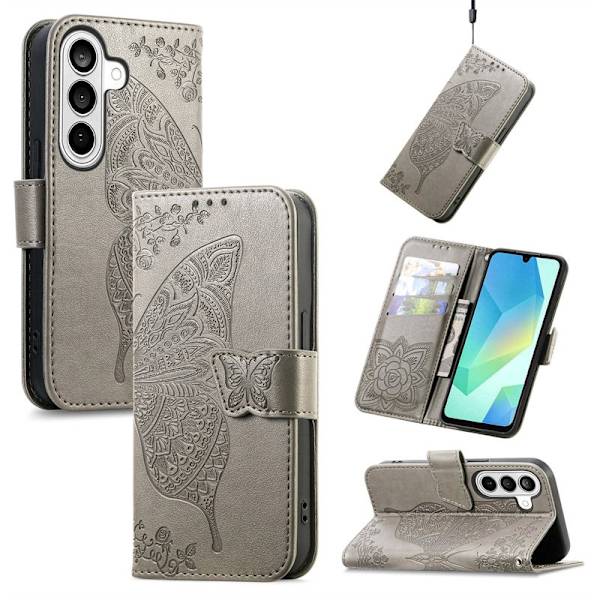 Plånboksfodral för Samsung Galaxy S26 Konstläder med rem - Grå