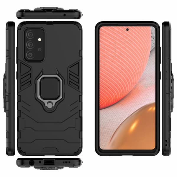 Etui med Ringholder til Galaxy A72 5G - Sort Black