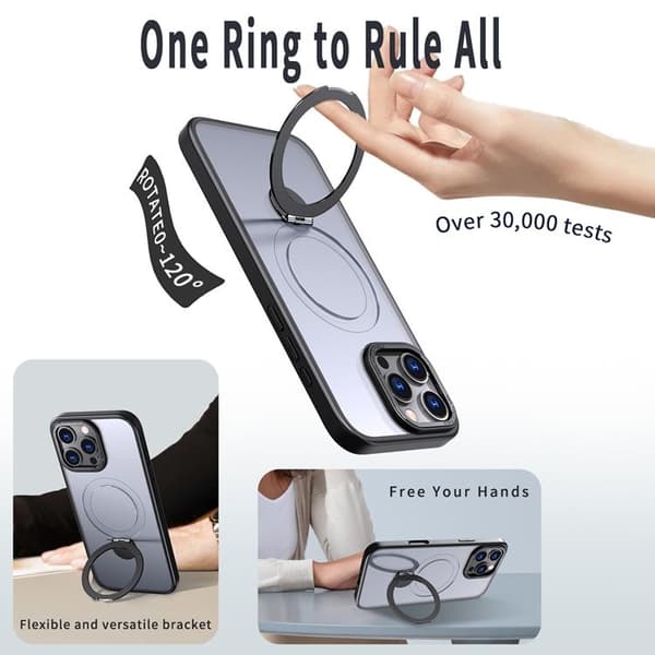 Mobilskal till iPhone 15 Pro Max MagSafe Rotating Kickstand Svart