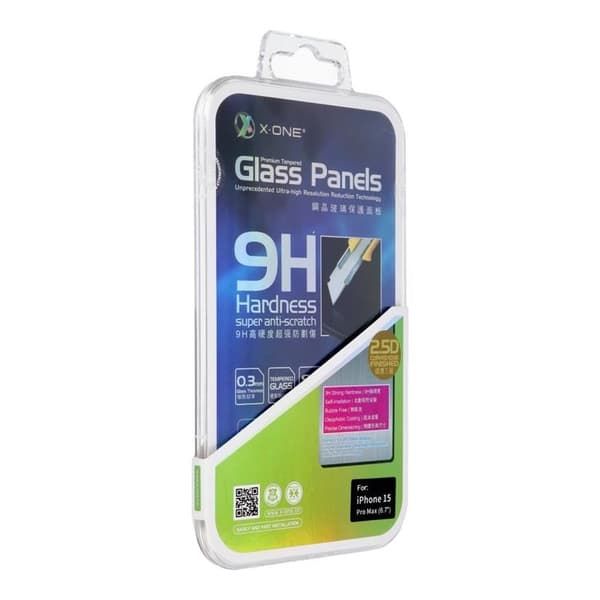 X-One iPhone 15 Pro Max Karkaistu lasinen näytönsuoja - Clear Transparent
