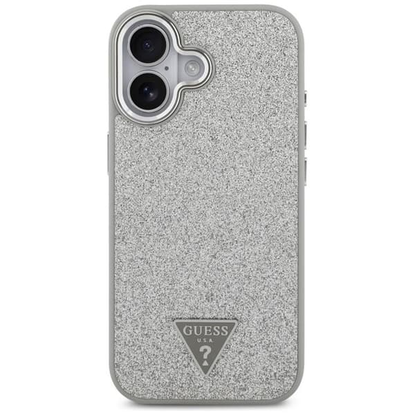 Guess Mobilskal till iPhone 17 MagSafe Glitter Triangle Logo - Silver Silver