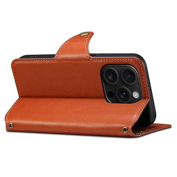 DENIOR iPhone 16 Pro Plånboksfodral Konstläder Brun