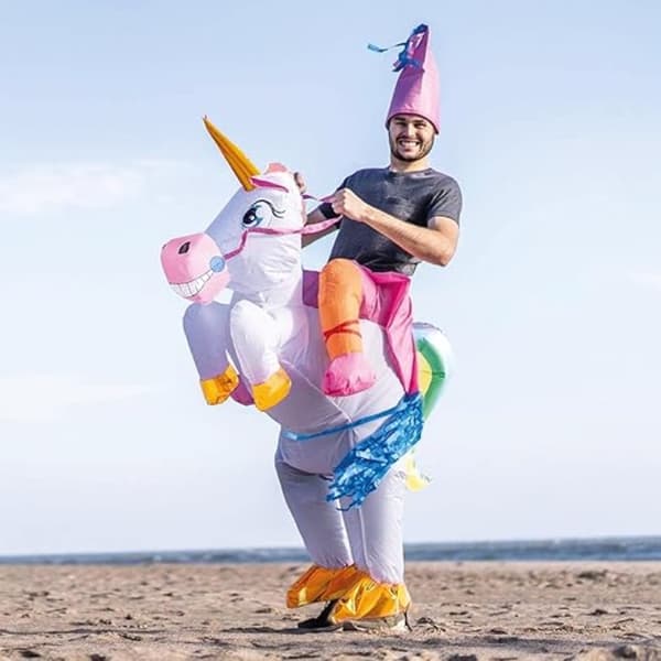 Original Cup Magic Unicorn Uppblåsbar Kostym – Rolig & Premium för vuxna Vit