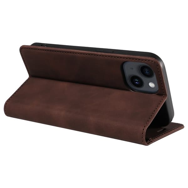 BETOPNICE 003 Plånboksfodral i Konstläder för iPhone 15 Plus - Brun